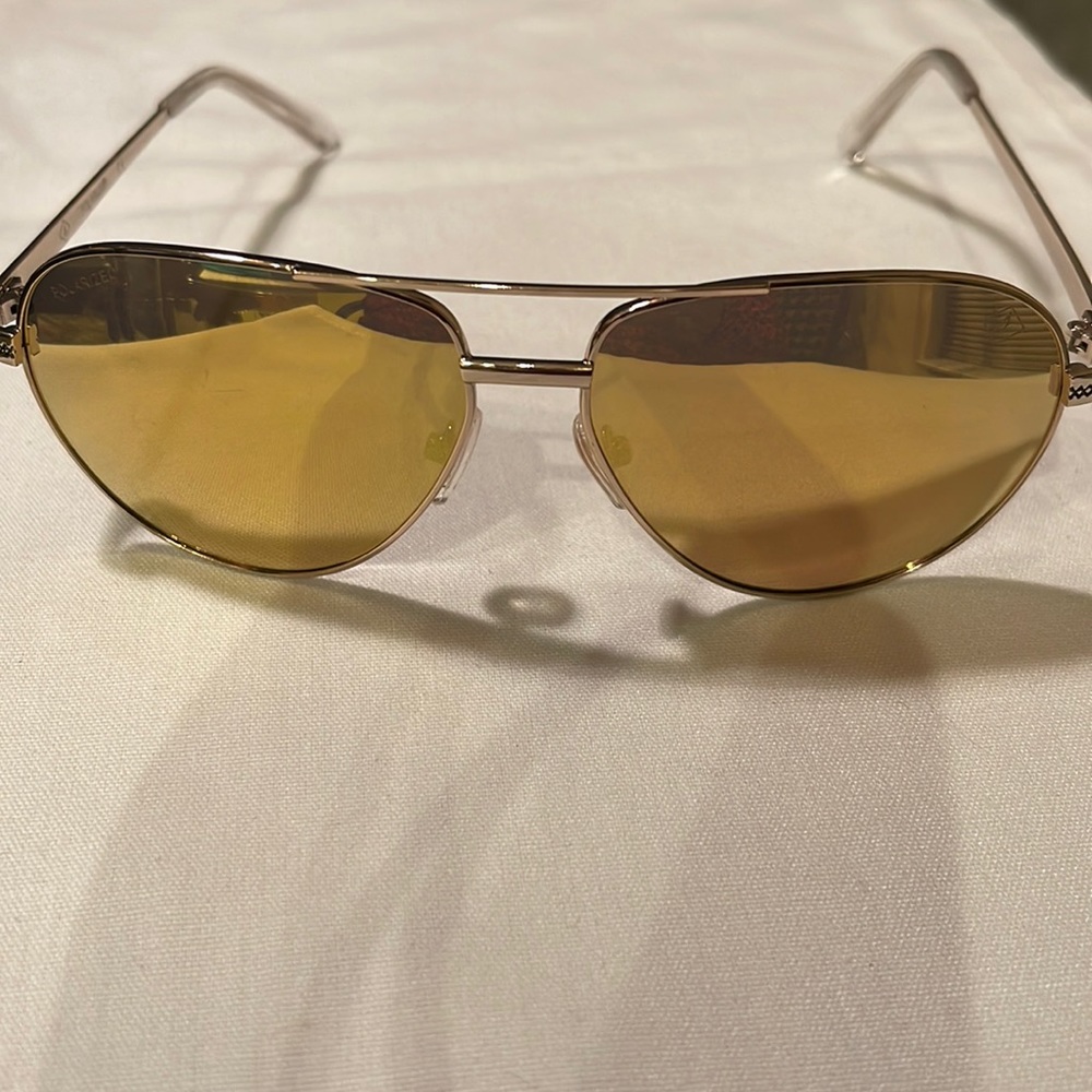 SPERRY BILLINGSGATE POLARIZED 58 13 135 gold full rim aviator metal frame.UNISEX
